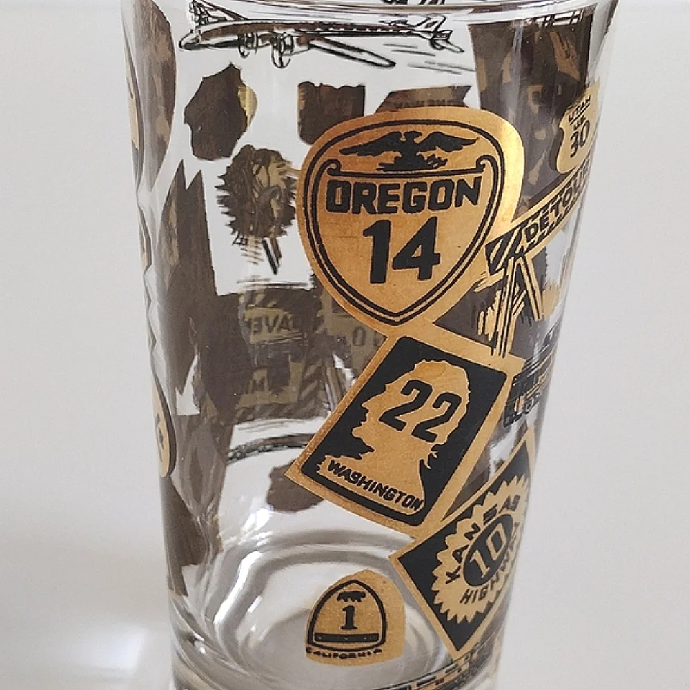 Chicago Road Trip Highball Glass and Hazel Atlas Illinois Frosted Glass